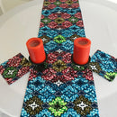 Fairy African Print table runners with napkins (Blue/ Green/ White) - Afrilege