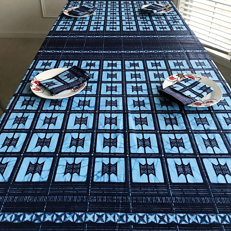 Indigo African Print Table Cloths with napkins - Afrilege