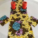 Salma African Print table runners with napkins (Yellow/ Green/ Blue) - Afrilege