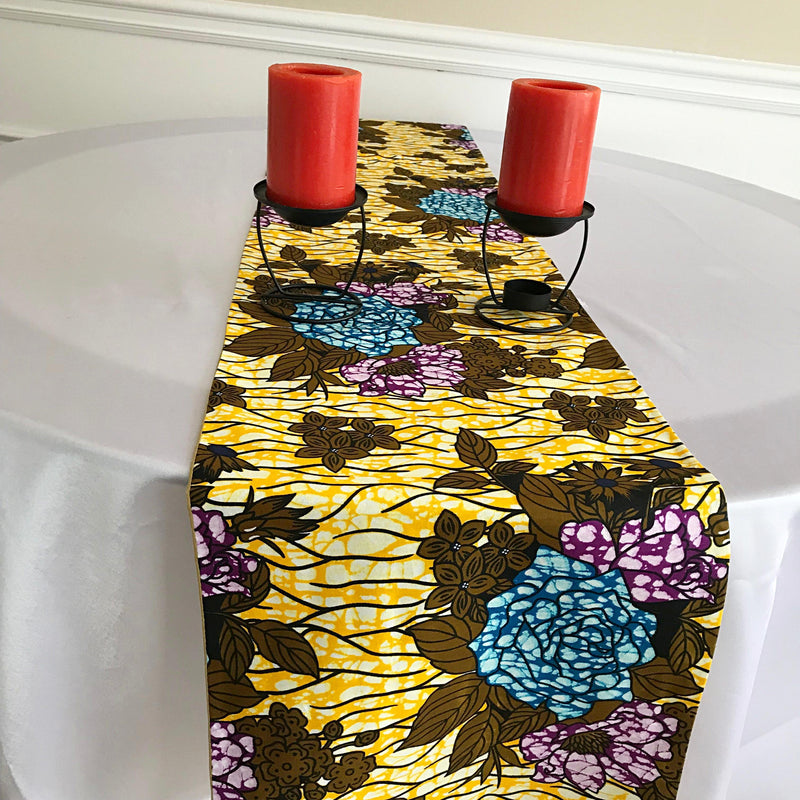 Salma African Print table runners with napkins (Yellow/ Green/ Blue) - Afrilege