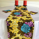 Salma African Print table runners with napkins (Yellow/ Green/ Blue) - Afrilege