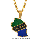 Tanzania Map Flag Pendant Necklace - Afrilege
