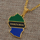 Tanzania Map Flag Pendant Necklace - Afrilege