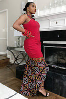 Red Toghu Print Dress - Afrilege