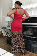 Red Toghu Print Dress - Afrilege