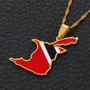 Trinidad Map Flag Pendant Necklace - Afrilege