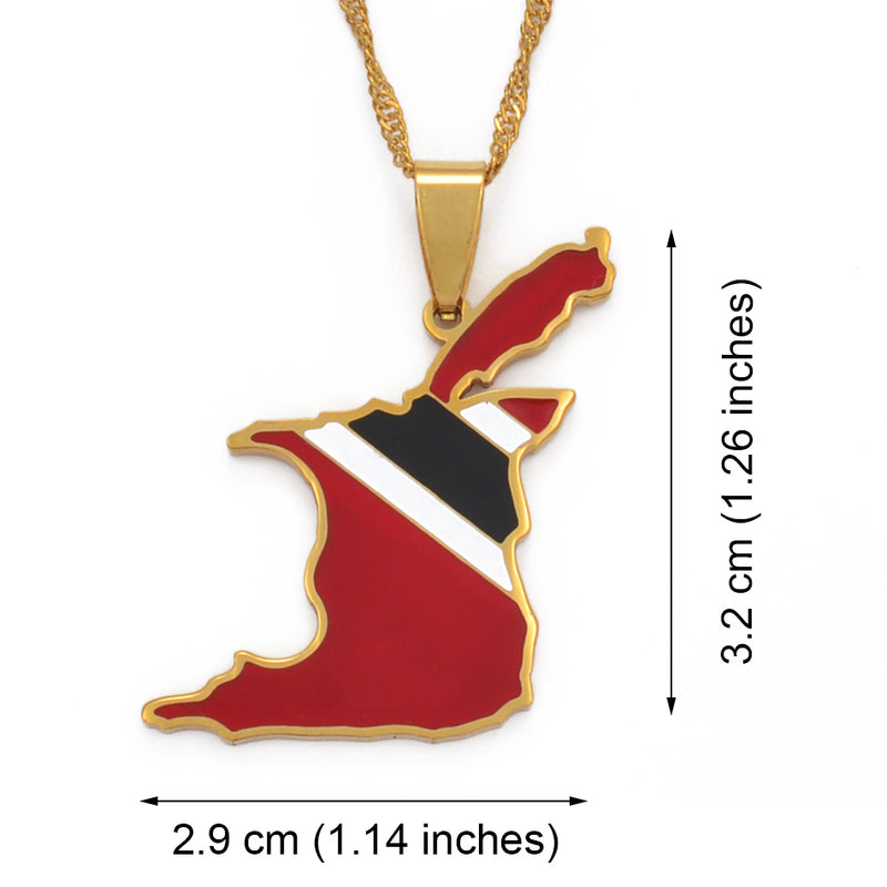 Trinidad Map Flag Pendant Necklace - Afrilege