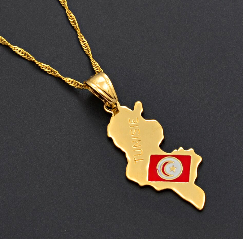 Tunisia Map Pendant Necklace - Afrilege