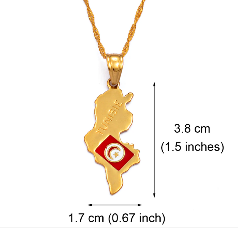 Tunisia Map Pendant Necklace - Afrilege