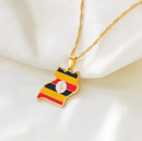 Uganda Map Flag Pendant Necklace - Afrilege