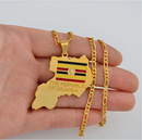 Uganda Map Flag Pendant Necklace - Afrilege