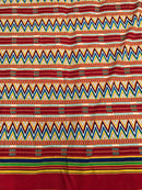 Makena Satin Silk kente African print fabric (Red) - Afrilege