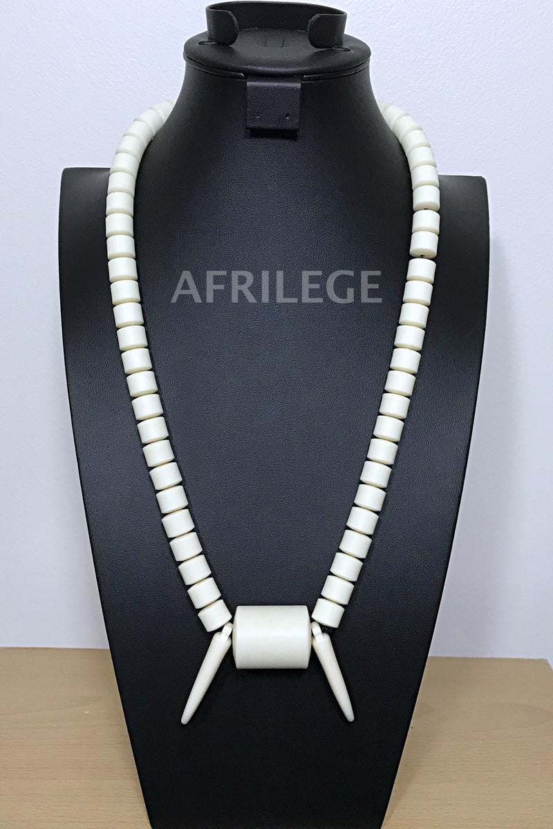 Off-beige Nigerian Wedding beads necklace for men - Afrilege
