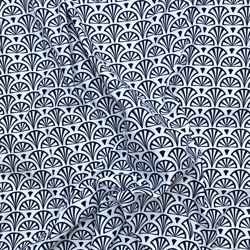 White Black Satin Silk African print fabric ( Per Yard ) - Afrilege