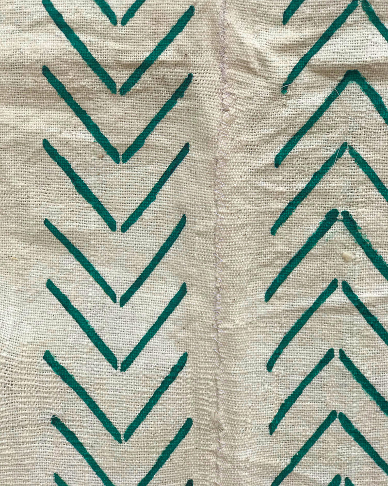 African Mudcloth Fabric from Mali - Beige / Green - Afrilege