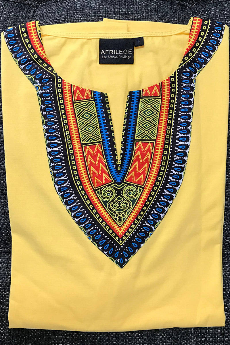 Yellow African Dashiki Men T-shirt - Afrilege