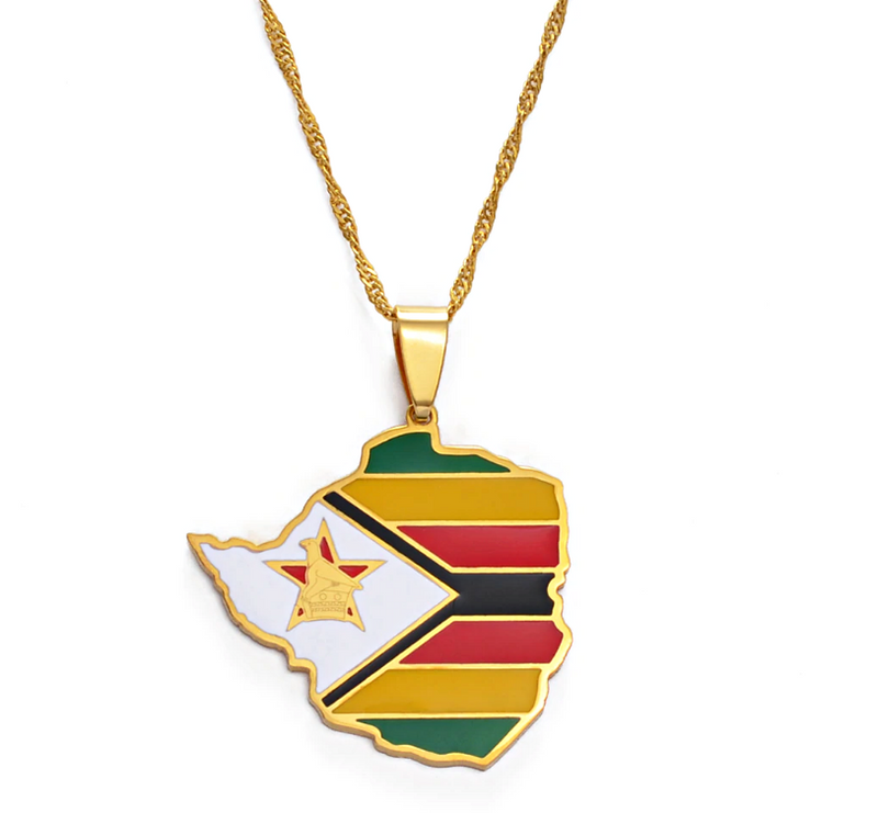 Zimbabwe Map Pendant Necklace - Afrilege