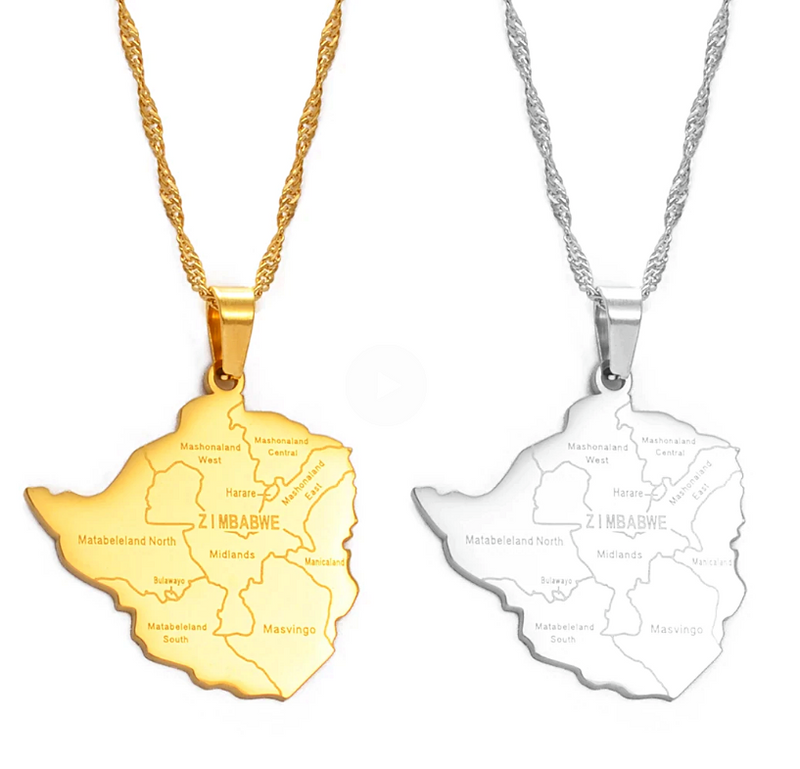 Zimbabwe Map Pendant Necklace - Afrilege